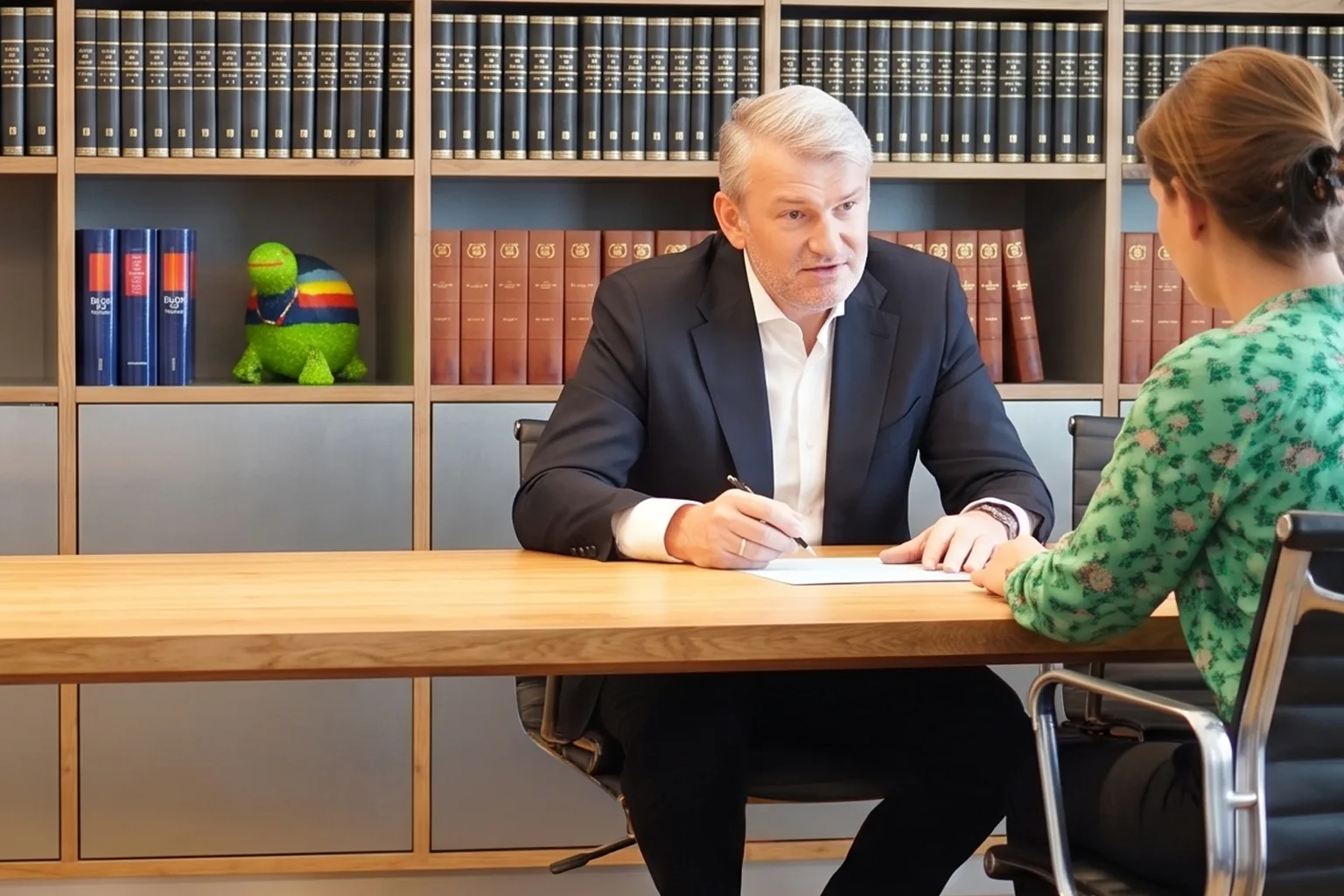 Rechtsanwalt Markus Wilde im Gespräch mit einer Mandantin